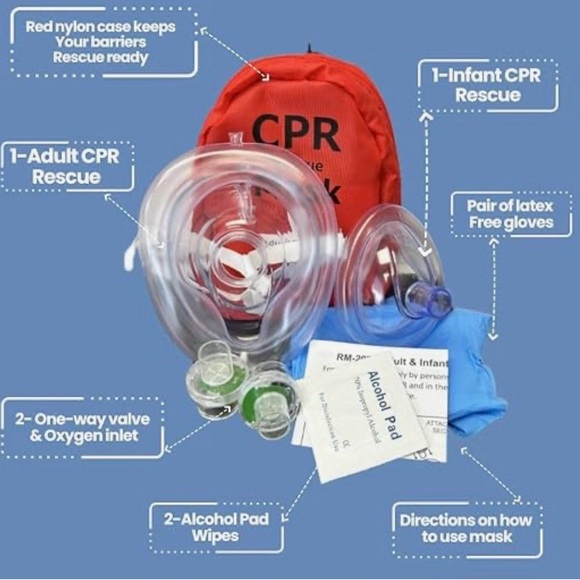CPR Rescue Mask Kit with Red Carrying Case - Picture 4 of 10